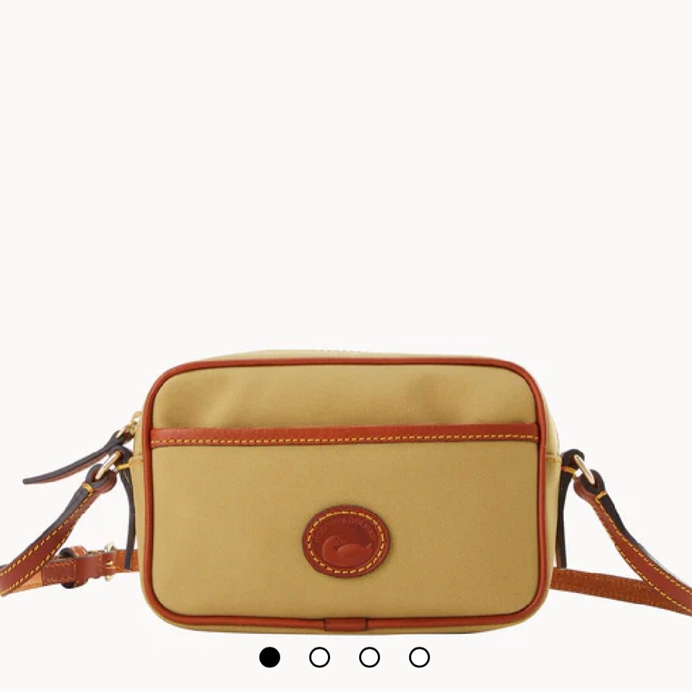 NWT Dooney & Bourke Khaki and Brown Italian Nylon Leather Camera Crossbody Bag